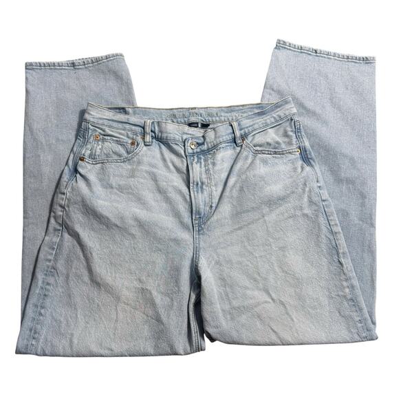 American Eagle Jeans Size 16 Highest Rise Baggy Straight Light Wash Denim - Picture 6 of 6